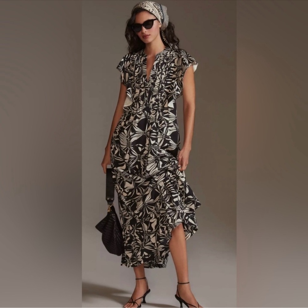 Anthropologie Maeve Cassandra Black/White Dress Size Small